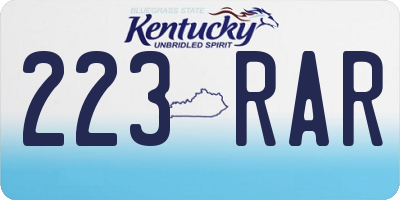KY license plate 223RAR