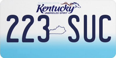 KY license plate 223SUC