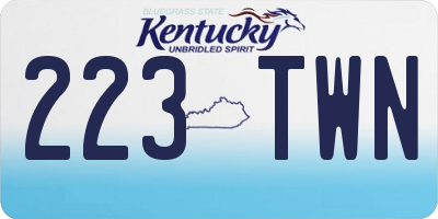 KY license plate 223TWN