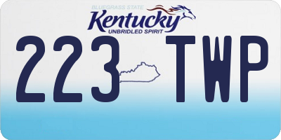 KY license plate 223TWP