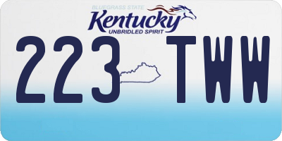 KY license plate 223TWW