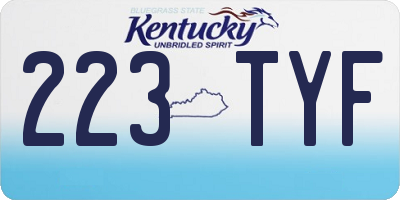 KY license plate 223TYF