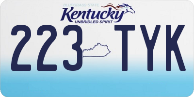 KY license plate 223TYK