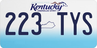 KY license plate 223TYS