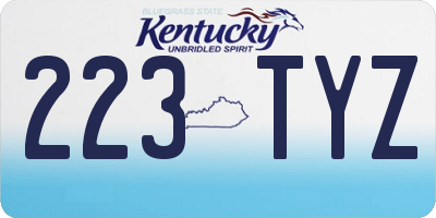 KY license plate 223TYZ
