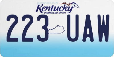 KY license plate 223UAW