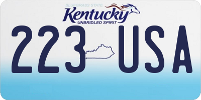 KY license plate 223USA