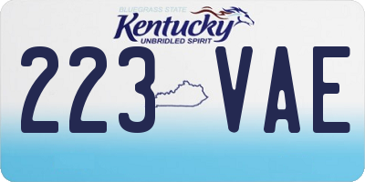 KY license plate 223VAE
