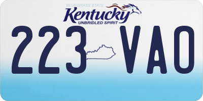 KY license plate 223VAO