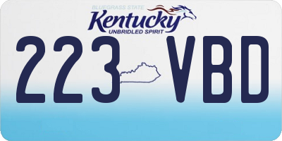 KY license plate 223VBD
