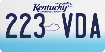 KY license plate 223VDA