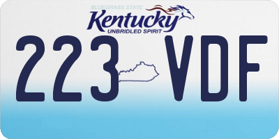 KY license plate 223VDF