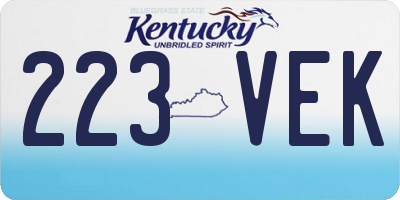KY license plate 223VEK