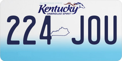 KY license plate 224JOU