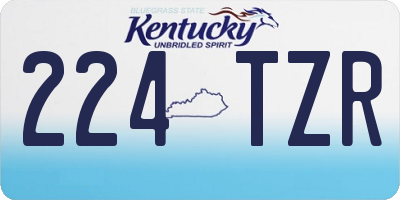 KY license plate 224TZR