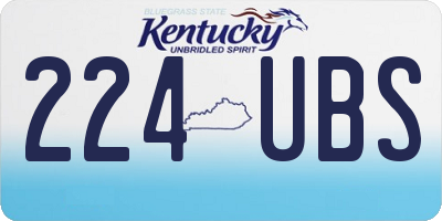 KY license plate 224UBS