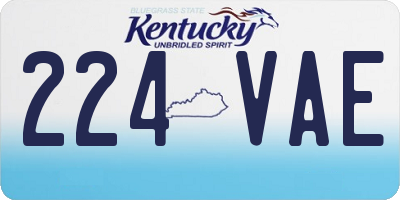 KY license plate 224VAE