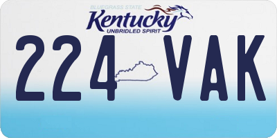 KY license plate 224VAK