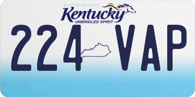 KY license plate 224VAP