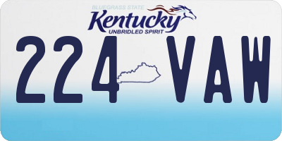 KY license plate 224VAW