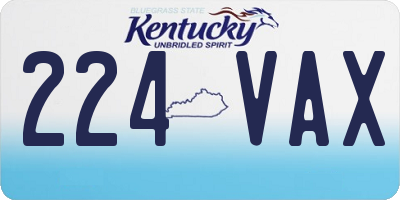 KY license plate 224VAX