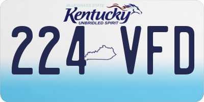 KY license plate 224VFD