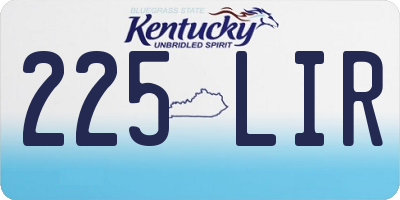 KY license plate 225LIR