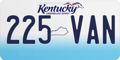KY license plate 225VAN