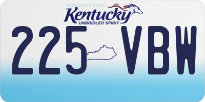 KY license plate 225VBW