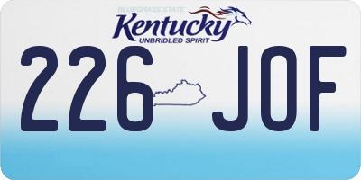 KY license plate 226JOF