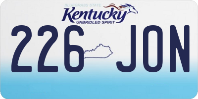 KY license plate 226JON