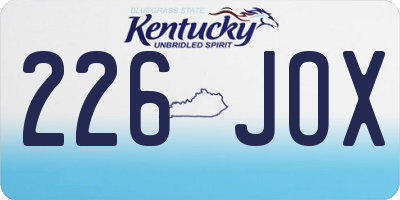 KY license plate 226JOX