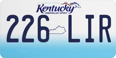 KY license plate 226LIR