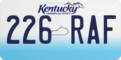 KY license plate 226RAF