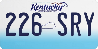 KY license plate 226SRY