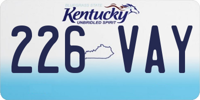 KY license plate 226VAY