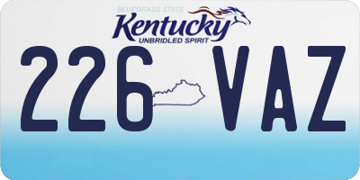 KY license plate 226VAZ