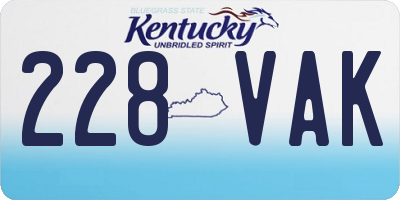 KY license plate 228VAK