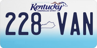 KY license plate 228VAN