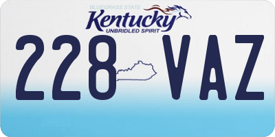 KY license plate 228VAZ