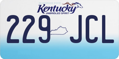 KY license plate 229JCL