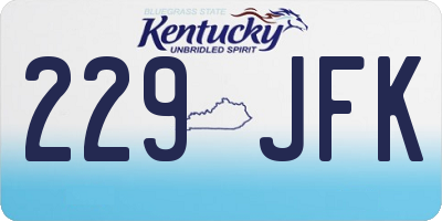 KY license plate 229JFK
