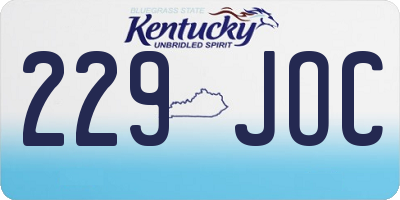 KY license plate 229JOC