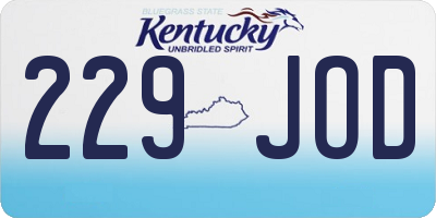 KY license plate 229JOD