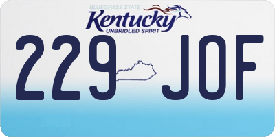 KY license plate 229JOF