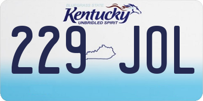 KY license plate 229JOL