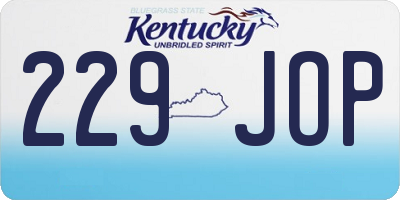 KY license plate 229JOP