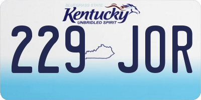 KY license plate 229JOR