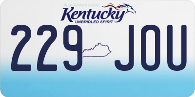 KY license plate 229JOU