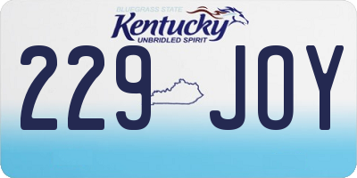 KY license plate 229JOY